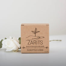 Load image into Gallery viewer, Boîte ZARITS Eucalyptus & Rose avec fleurs blanches et feuilles vertes