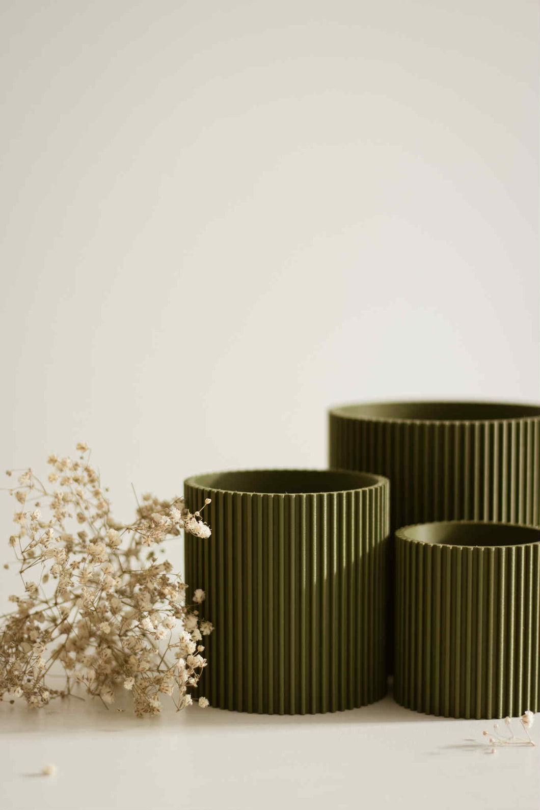 Cache pot ondulé kaki