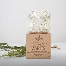 Load image into Gallery viewer, Boule de bain effervescente blanche à points verts sur boîte ZARITS
