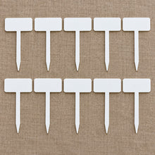 Charger l'image dans la galerie, Lot de 10 étiquettes plantes blanches, forme rectangulaire avec pointe
