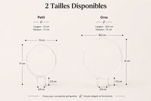 Load image into Gallery viewer, Schéma tuteur rond transparent: petit 13×17 cm, gros 18,5×21 cm
